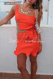 Starfish Sequin Wave Hem Stretch Mini Dress