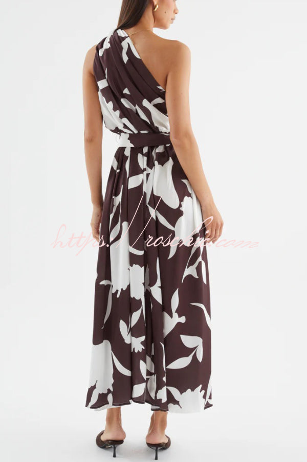 Printed One-Shoulder Maxi Dress – Vacation Casual Style