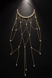 Pearl Mesh Tassel Headband for Women
