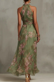 Floral Print Halter Neck Maxi Dress | Vacation Casual