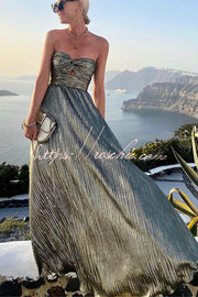 Off Shoulder Sequin Maxi Dress for Party & Vacation