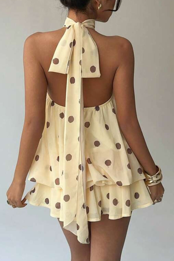 Chiffon Halter Neck Backless Mini Dress | Vacation Style
