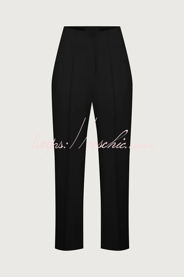 High Waist Straight Leg Pants with Pockets