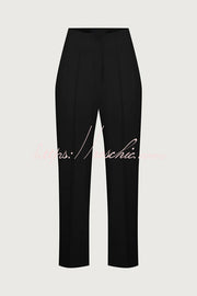High Waist Straight Leg Pants with Pockets