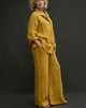 Linen-Look Wide Leg Pants & Button-Down Shirt Set