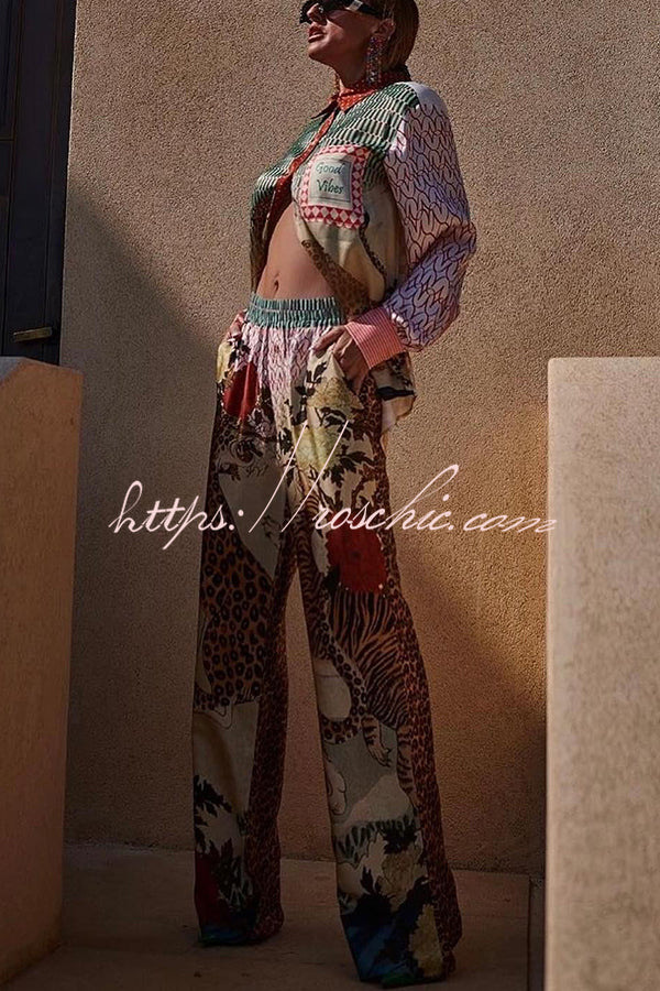 Tiger Print Long Sleeve Shirt and Pants Set – Loose Fit