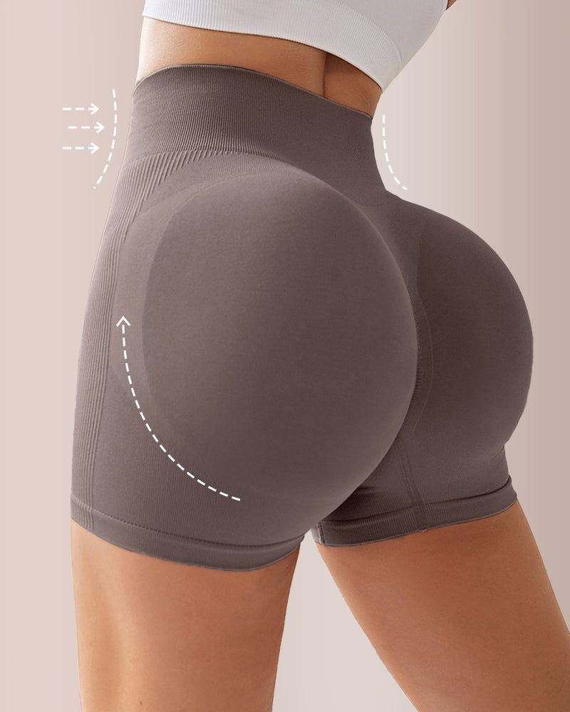 Seamless Ribbed Booty Shorts with Peach Lift Contour