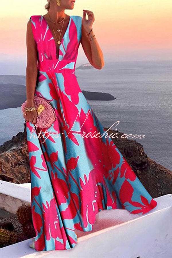 V-Neck Sleeveless Maxi Dress for Party & Vacation