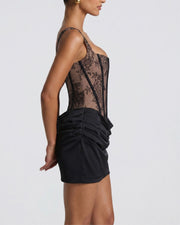 Rose Lace Corset Mini Dress