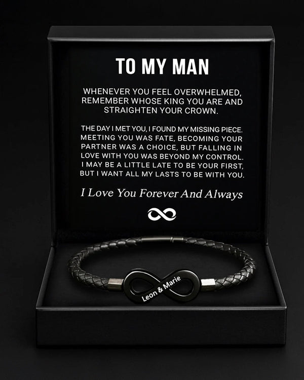 Men's Braided Leather Bracelet with Gift Box