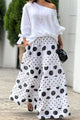 Polka Dot Wide Leg Pants & Tie-Cuff Top Two-Piece Set