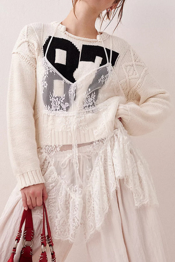 Digital Jacquard Loose Knit Sweater – Long Sleeve
