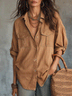 Bohemian Utility Pocket Long Sleeve Blouse in Camel Brown
