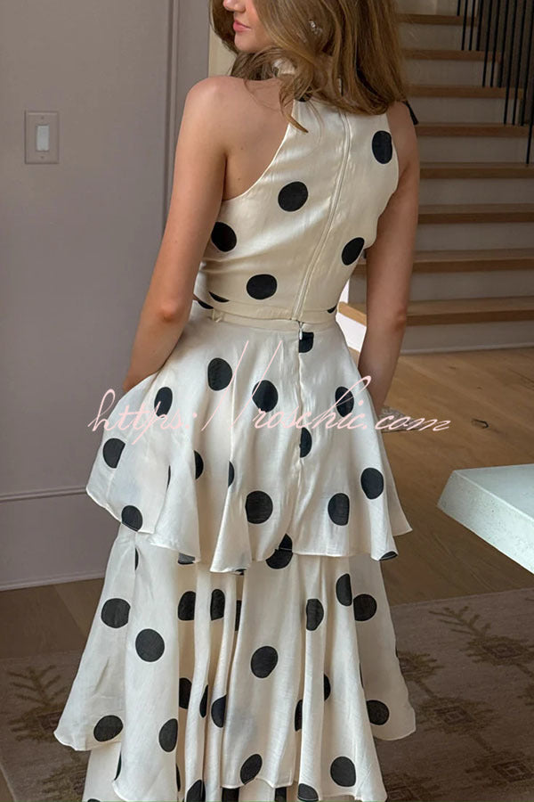 Polka Dot High Neck Sleeveless Top – Loose Fit