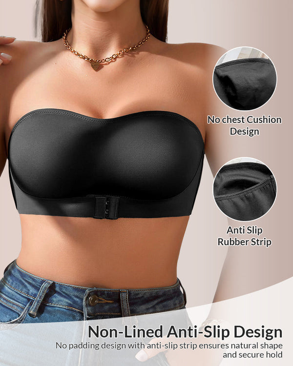 Soutien-gorge bandeau sans bretelles sans coutures à fermeture devant – sans armatures