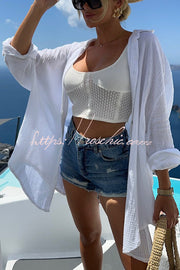 Linen Blend Sequin Oversized Shirt | Vacation Cover-Up