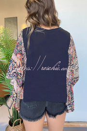 Ethnic Print Batwing Sleeve Loose Top | One Size