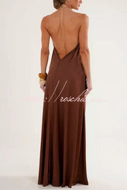 Metal Chain Halter Backless Maxi Dress – Vacation A-Line