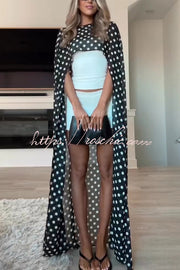 Mesh See-Through Maxi Cover-Up Shawl Cape