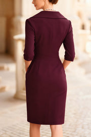 Women's Slim Fit Lapel Mini Dress – Office Wear