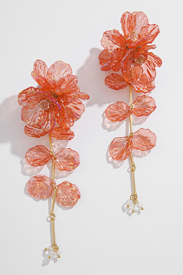 Tassel Floral Pearlescent Mermaid Drop Earrings
