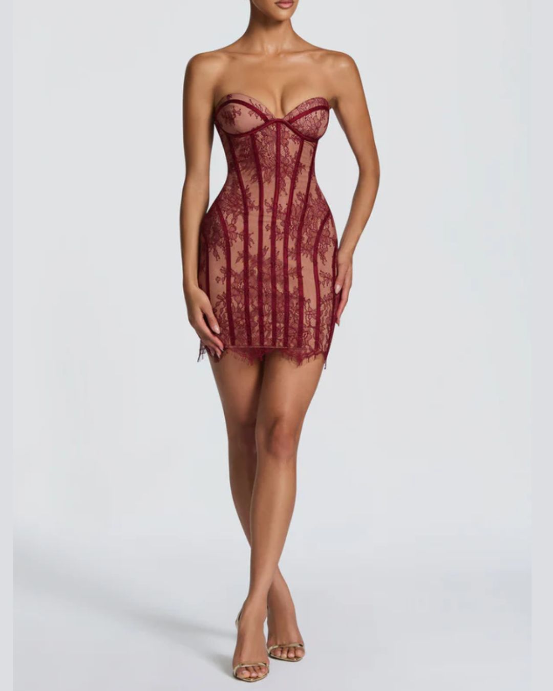 Lace Strapless Bodycon Mini Dress