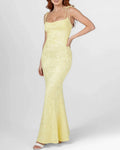 Lace Mermaid Tie-Strap Backless Maxi Dress