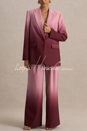 Ombre Satin Lapel Blazer – Single Button Loose Fit