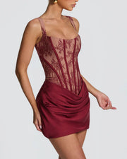 Rose Lace Corset Mini Dress