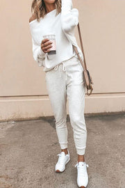 Ribbed Off Shoulder Long Sleeve Top – Loose Casual Fit