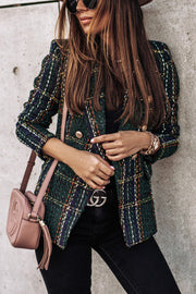Double Breasted Plaid Blazer – Loose Fit Casual Jacket