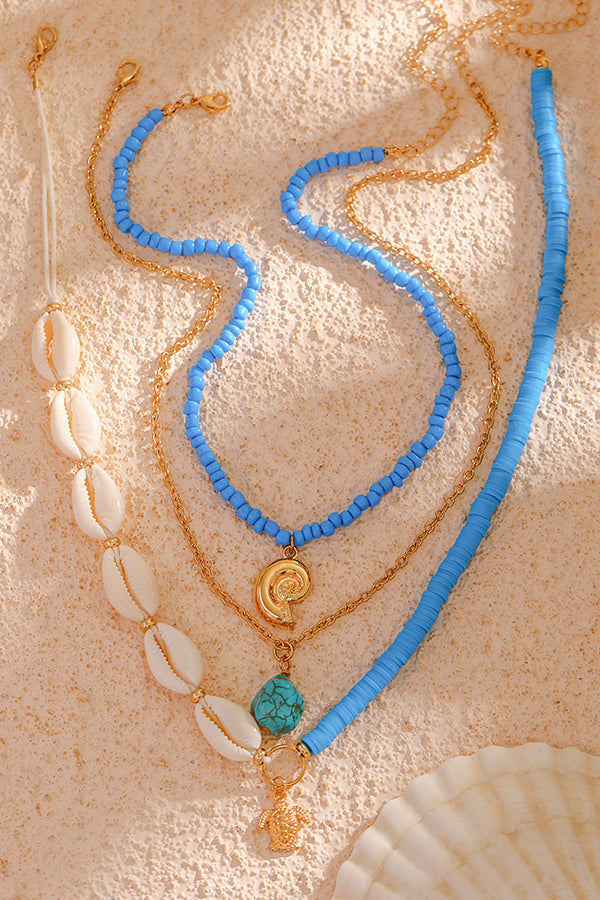 Collier Multicouche Coquillage de Perles de Bohême – Perle d'Imitation