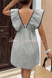 Striped Sleeveless V-Neck Mini Dress – Loose Fit Vacation