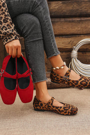 Buckled Suede Round Toe Casual Shoes for Women