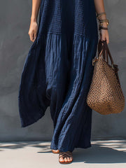 Bohemian Patchwork Maxi Dress – Cotton Linen Blend