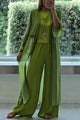 Women's 3-Piece Cardigan, Top & Wide Leg Pants Set