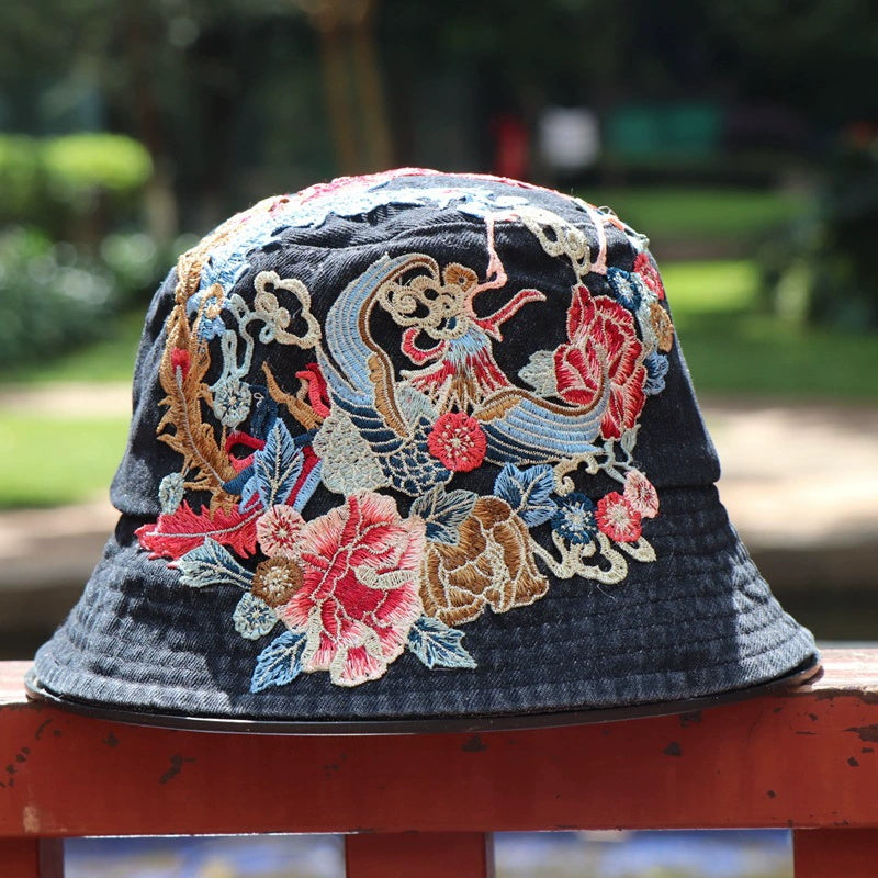 Embroidered Denim Bucket Hat | Ethnic Style