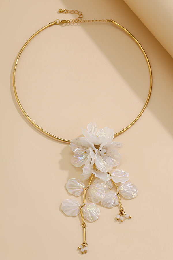 Tassel Floral Pearlescent Mermaid Drop Earrings