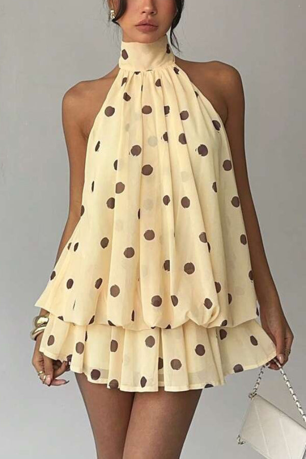 Mini-robe dos nu en mousseline de soie à col licou | Style de vacances