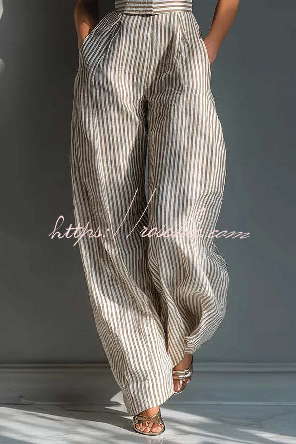 Women's Striped Sleeveless Jumpsuit – Loose Fit Vacation Wear