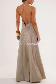 Metal Chain Halter Backless Maxi Dress – Vacation A-Line
