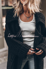 Chunky Knit Oversized Midi Cardigan with Pockets