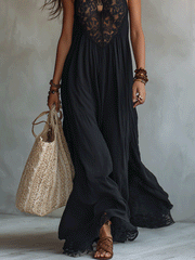 Bohemian Sleeveless Maxi Dress – Soft Drape Evening Gown