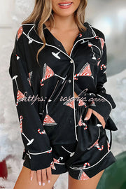 Ensemble pyjama short imprimé de Noël avec poches