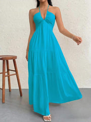 Women's Plain Dress, Summer Clothes Women, Casual Sleeveless Backless Dress for Beach Holiday Vacation, Ladies Summer Clothes