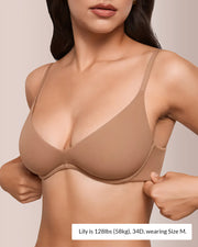 Unlined Underwire Demi Balconette Bra – Deep Plunge Support