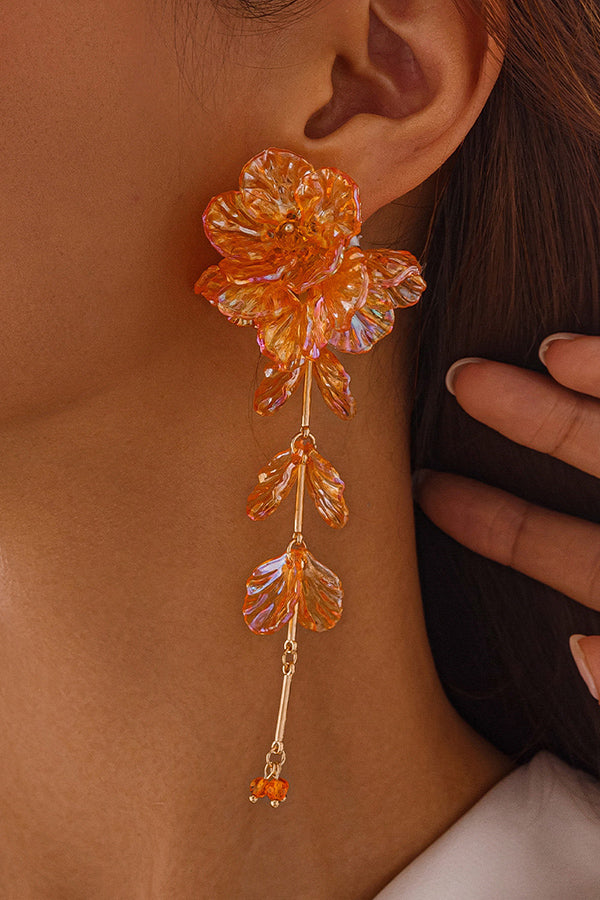 Tassel Floral Pearlescent Mermaid Drop Earrings