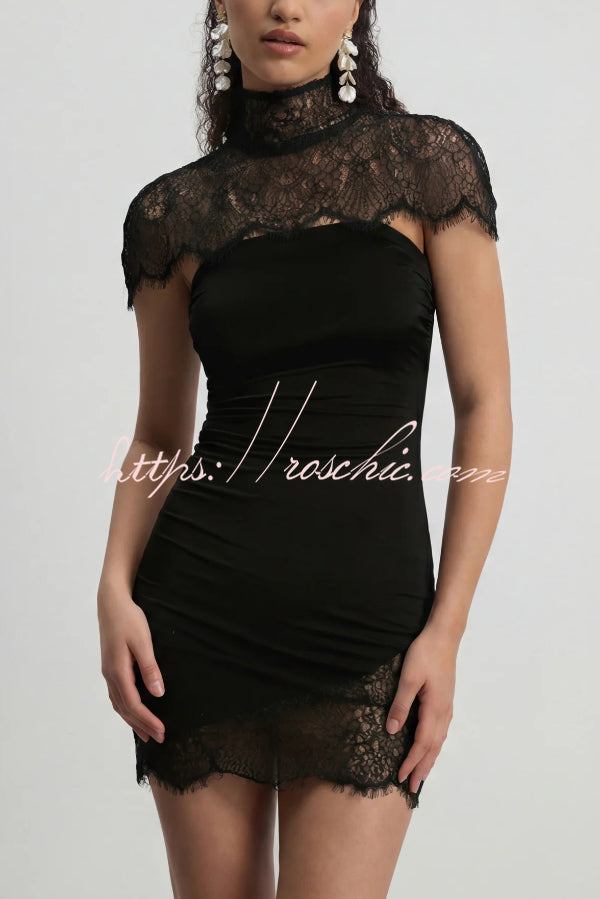 Lace Strapless Slim-Fit Mini Dress for Parties