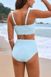 Botanical Print Ruffled Bikini Set | Square Neck Swimsuit