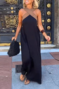 Ärmlös off-shoulder rygglös lös Maxiklänning